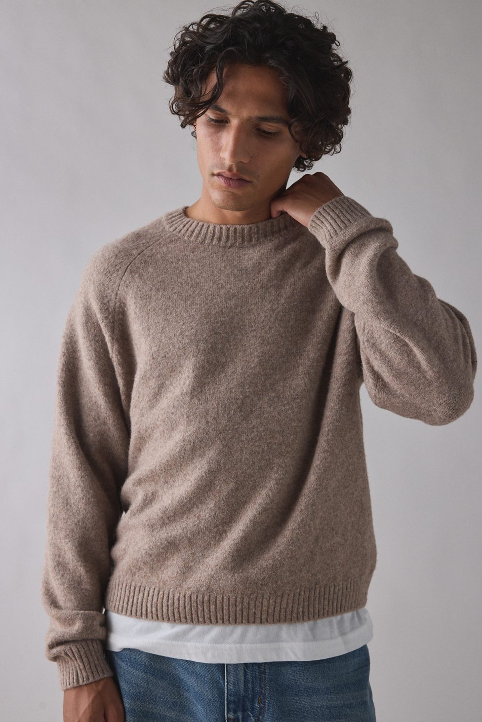 UO Everyday Cozy Knit Crew Neck Sweater - Taupe