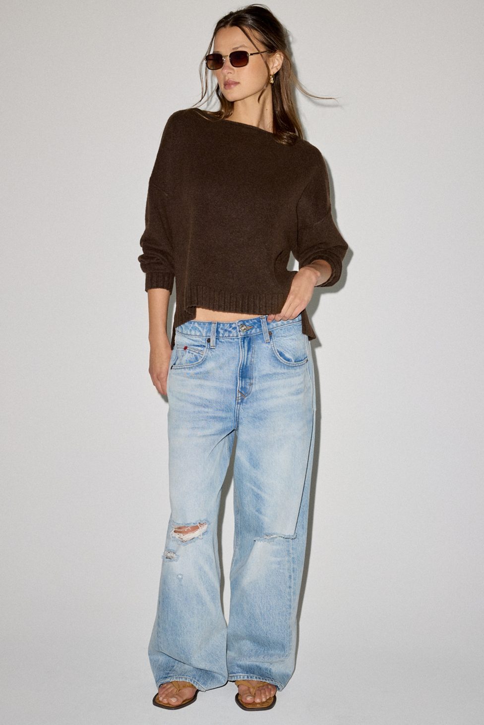 Out From Under So Soft Oversized Off-The-Shoulder Sweater - Chocolate