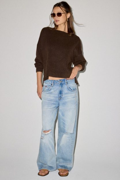 Out From Under So Soft Oversized Off-The-Shoulder Sweater - Chocolate