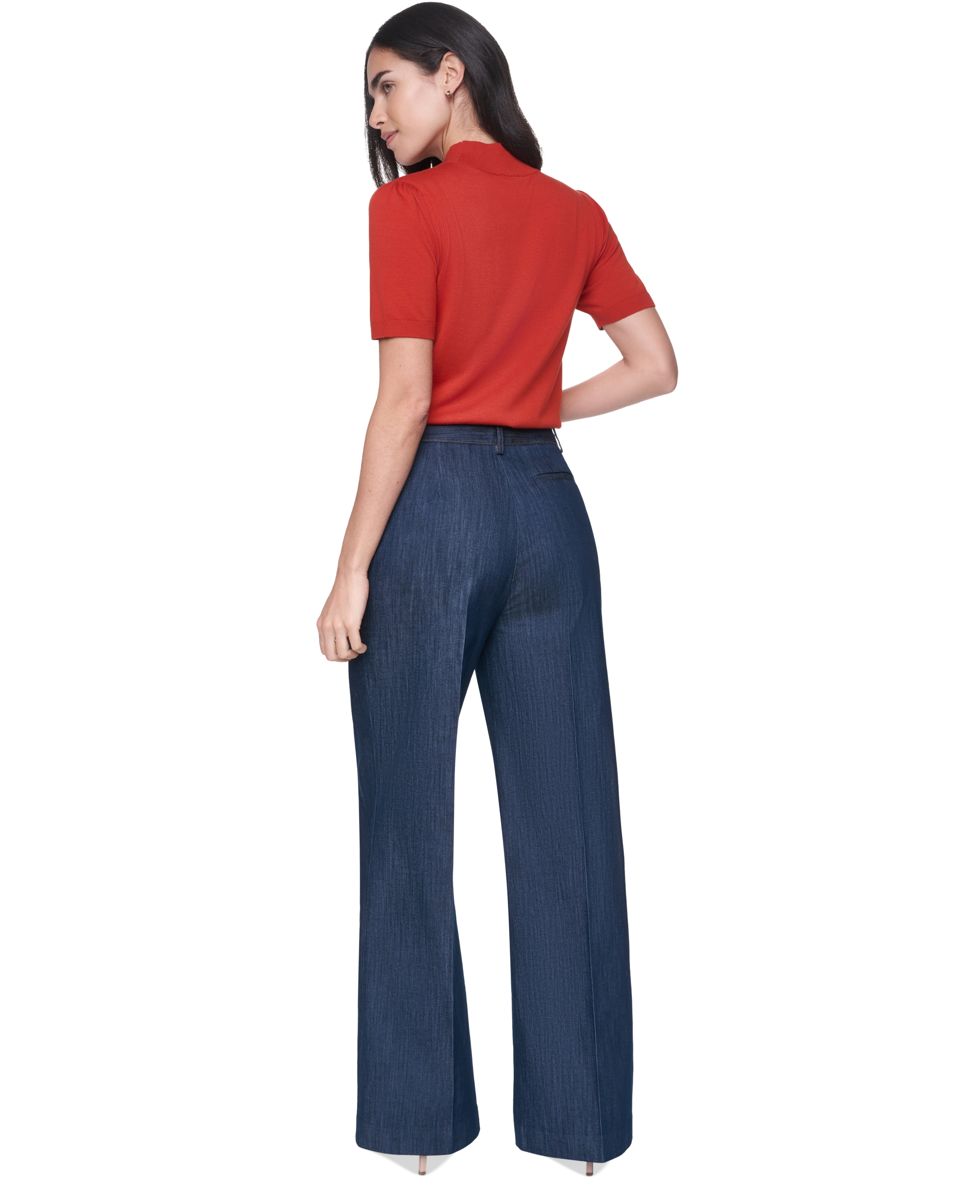 Tommy Hilfiger Women's Short-Sleeve Mock-Neck Puff-Sleeve Sweater - Paprika