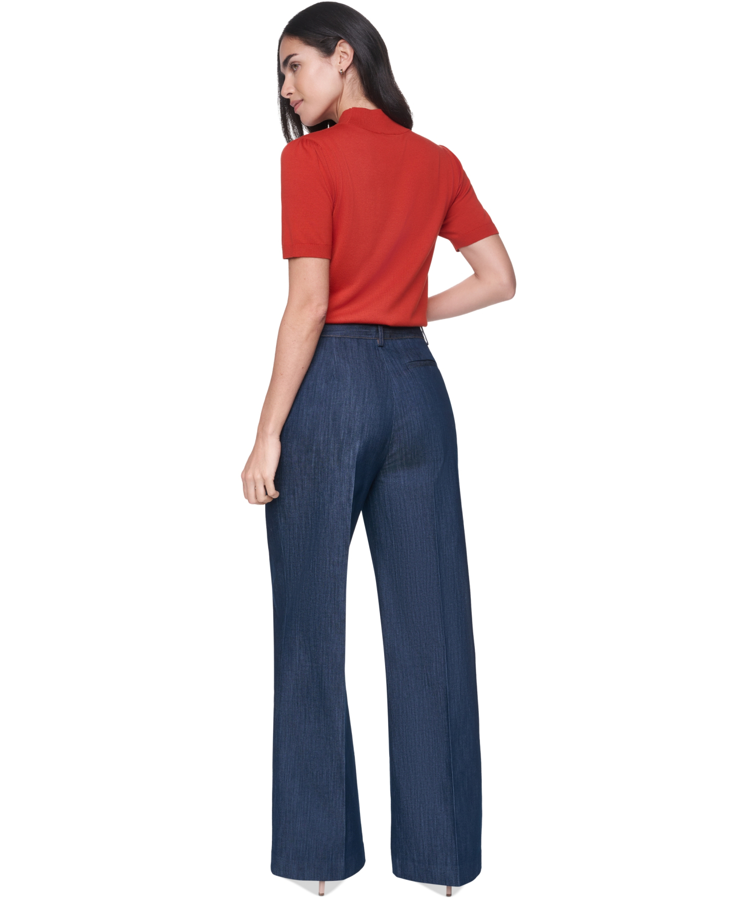 Tommy Hilfiger Women's Short-Sleeve Mock-Neck Puff-Sleeve Sweater - Paprika