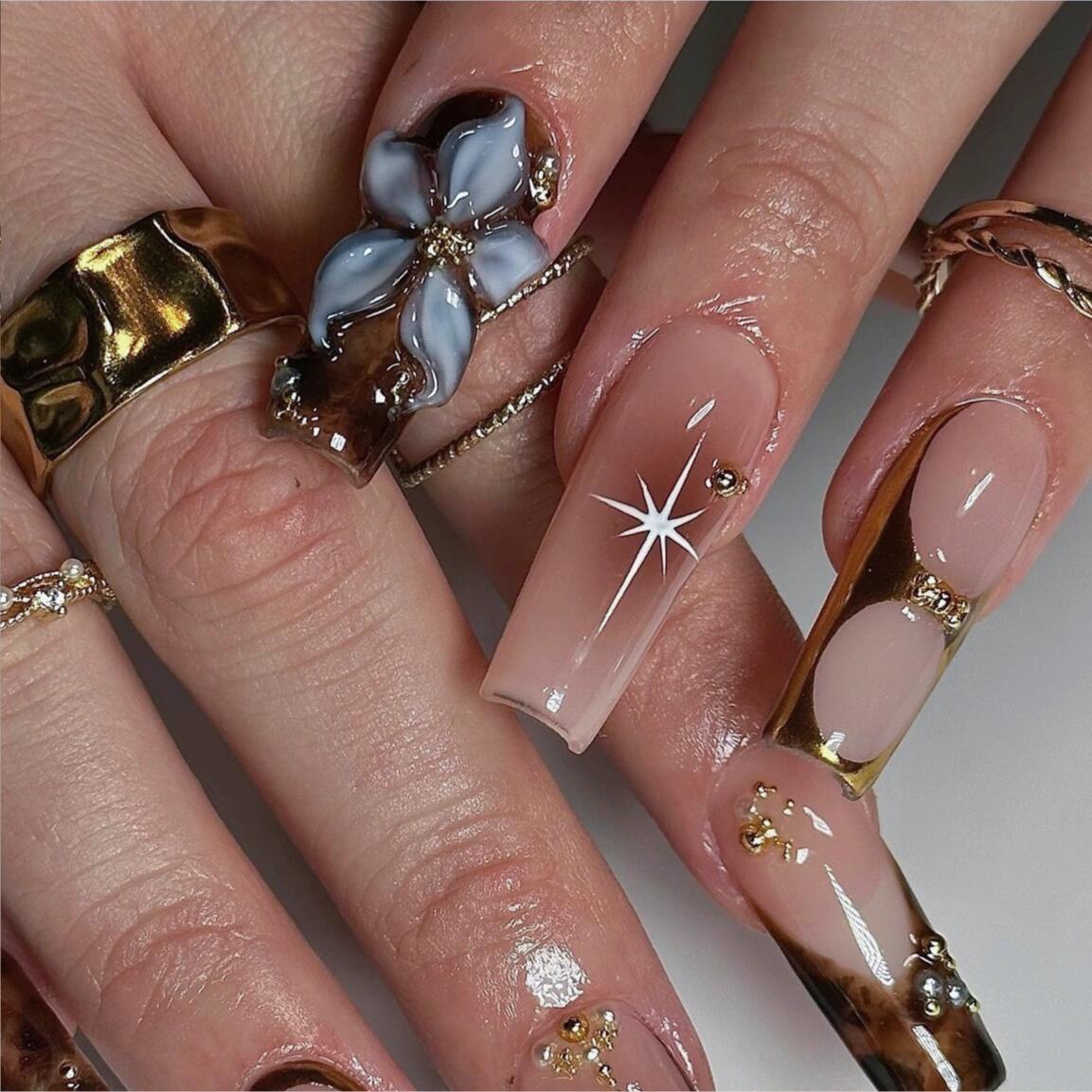 French style with flowers having amber golden edges,Creative