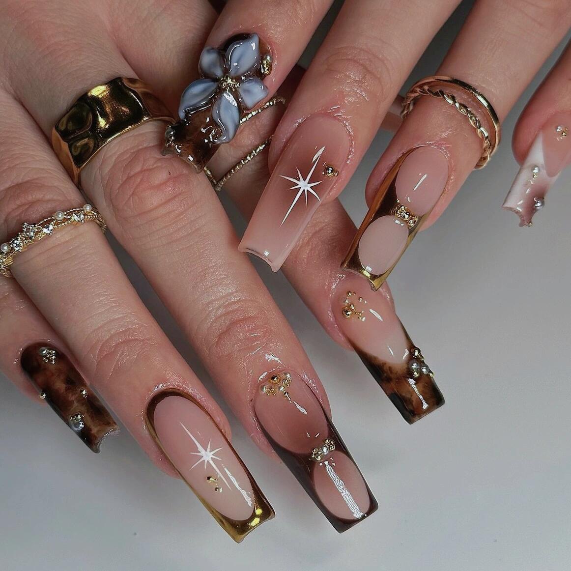 French style with flowers having amber golden edges,Creative