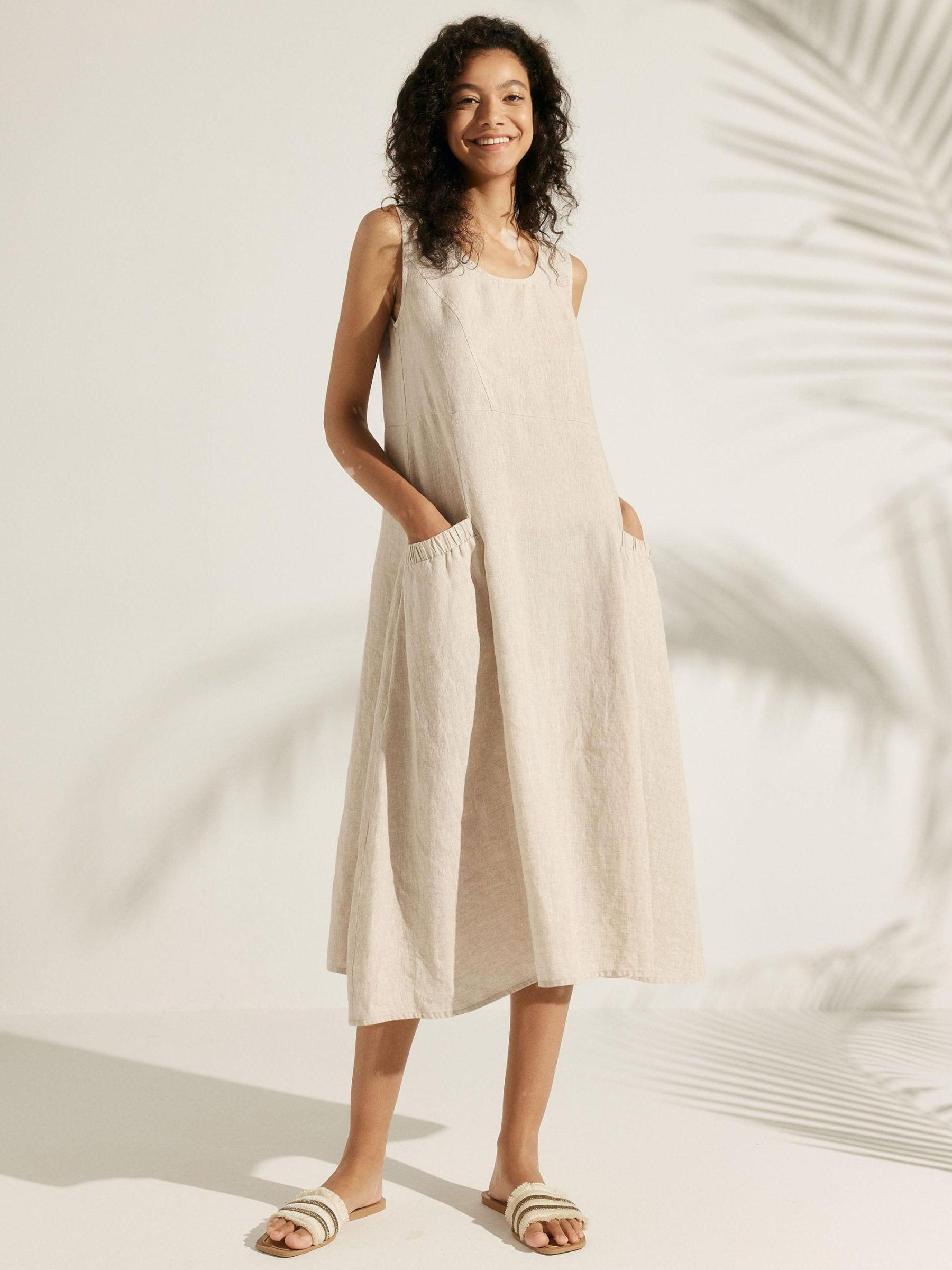 100% Linen Swing Beach Tank Dress