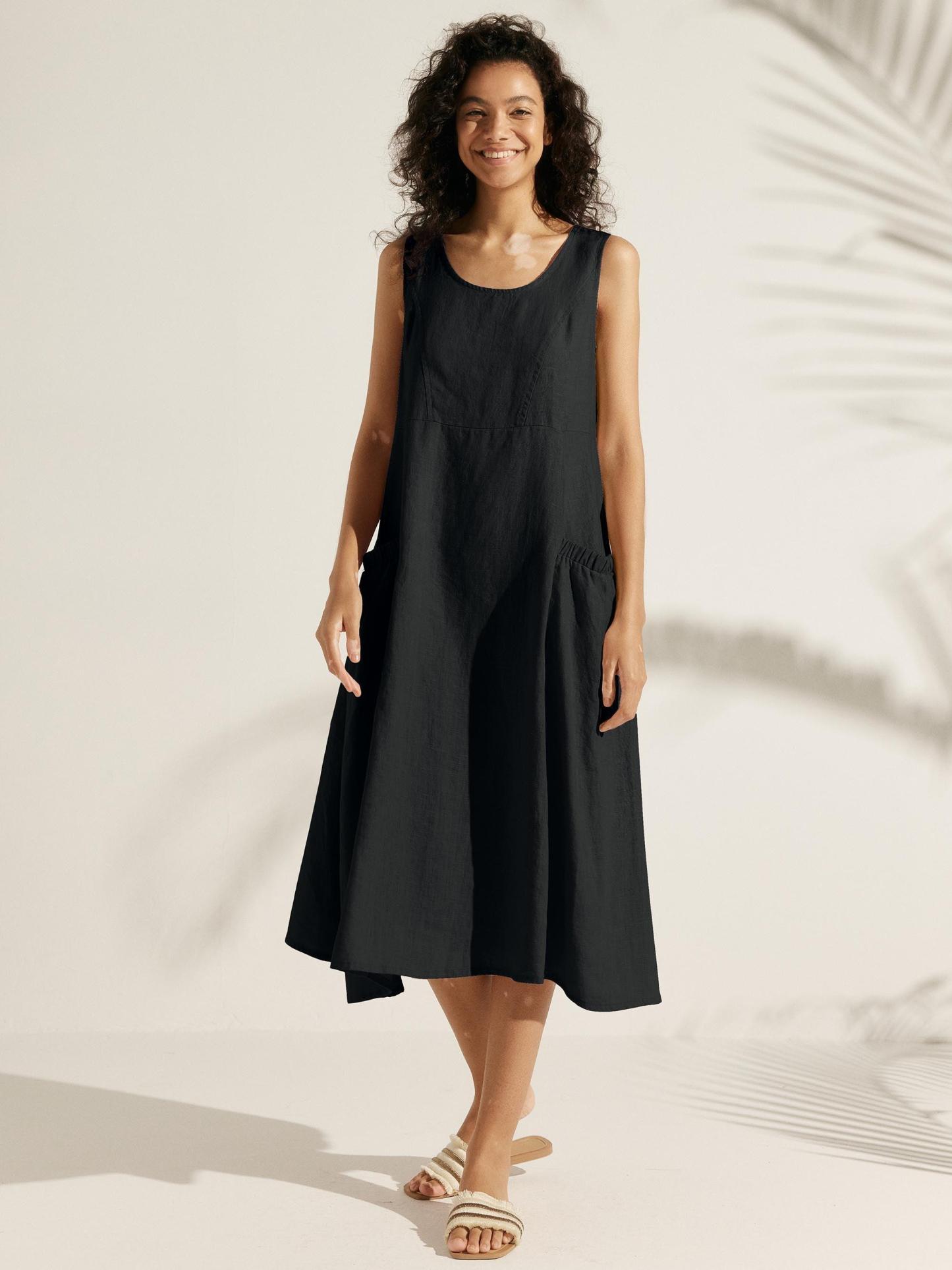 100% Linen Swing Beach Tank Dress