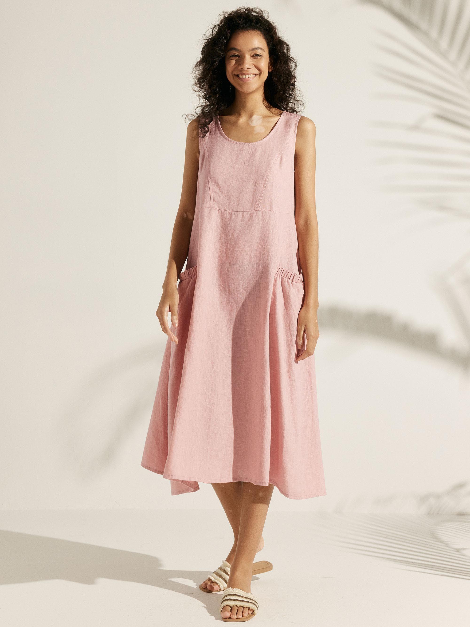 100% Linen Swing Beach Tank Dress