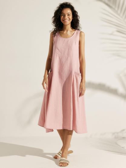100% Linen Swing Beach Tank Dress