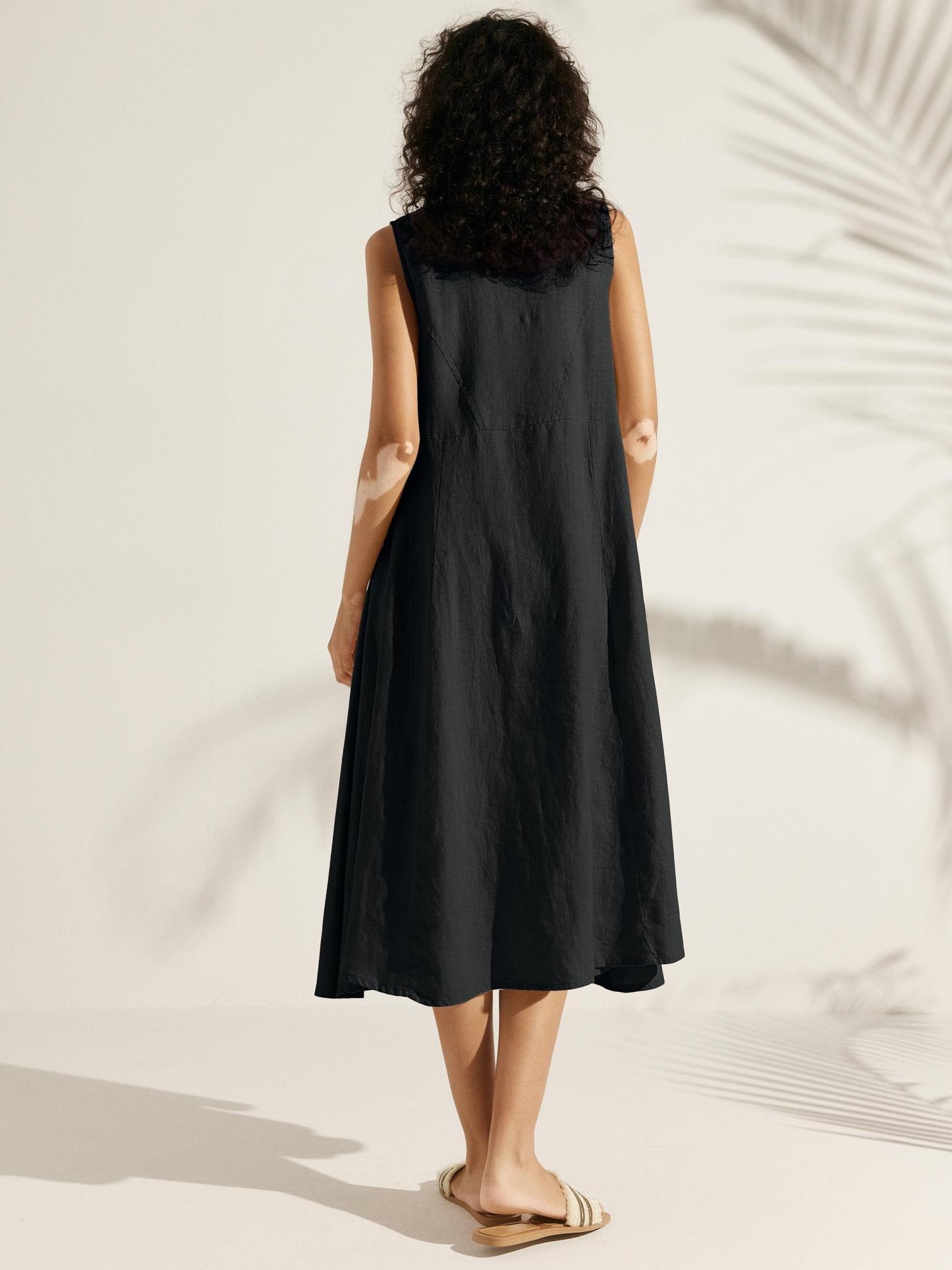 100% Linen Swing Beach Tank Dress