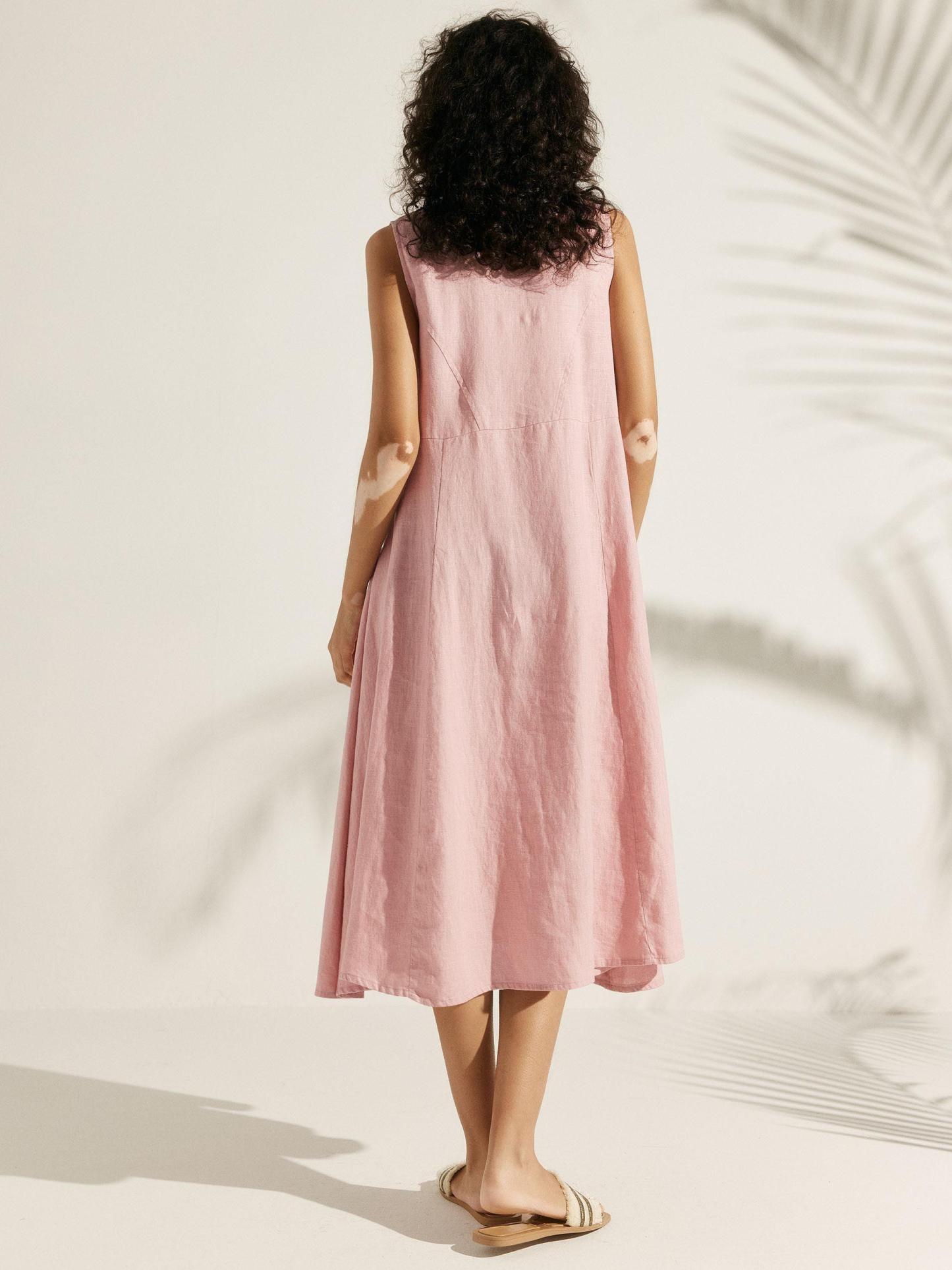 100% Linen Swing Beach Tank Dress