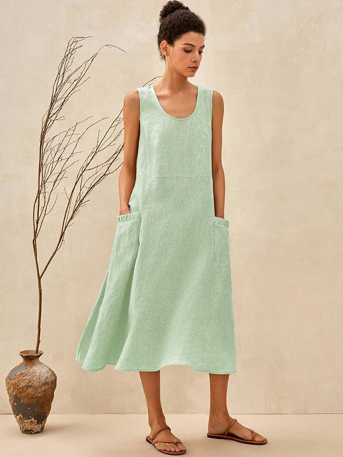 100% Linen Swing Beach Tank Dress