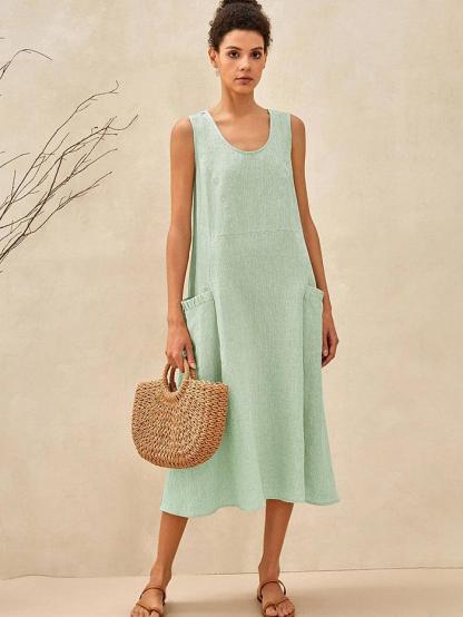 100% Linen Swing Beach Tank Dress
