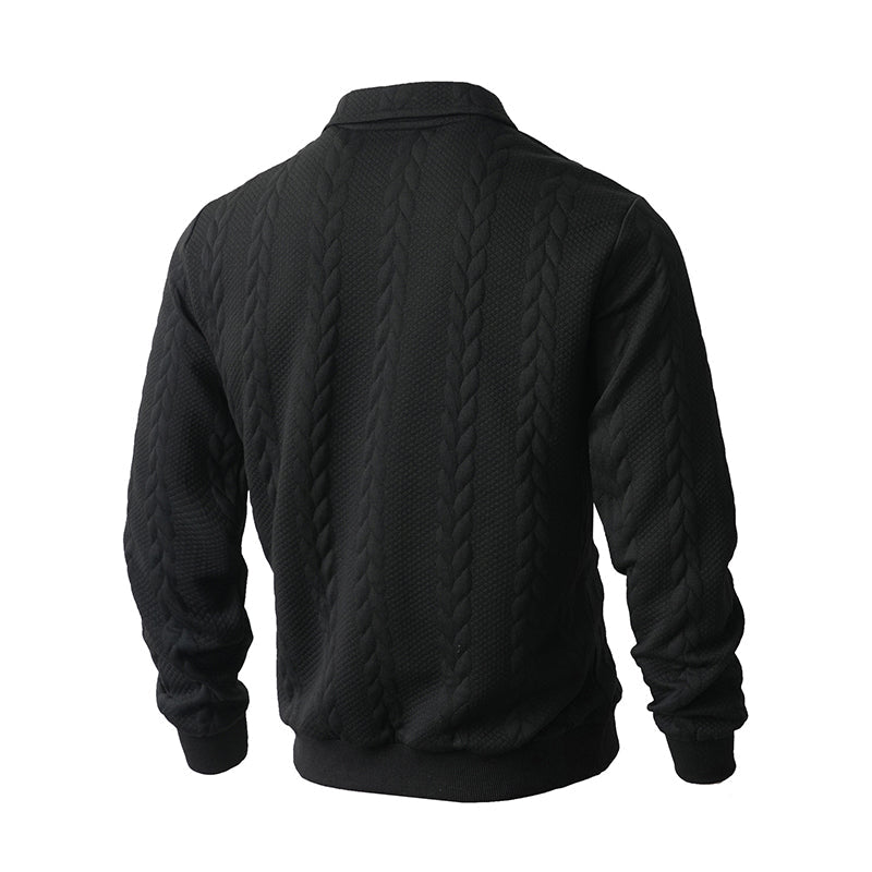 Men's Autumn Winter Outfits Knitted Polo Neck Long Sleeve Sweatshirt