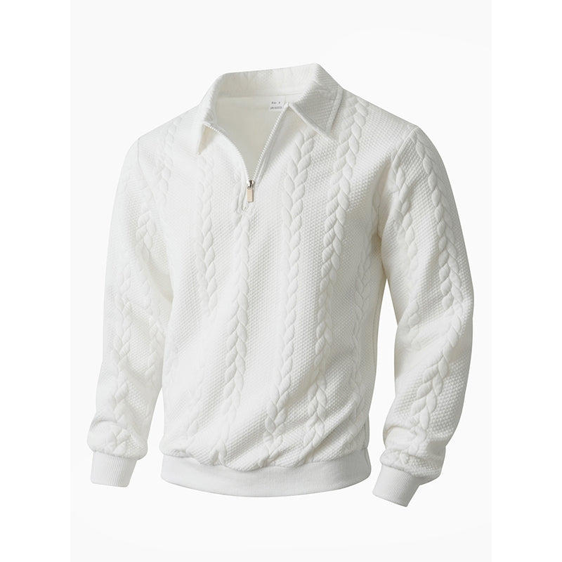 Men's Autumn Winter Outfits Knitted Polo Neck Long Sleeve Sweatshirt