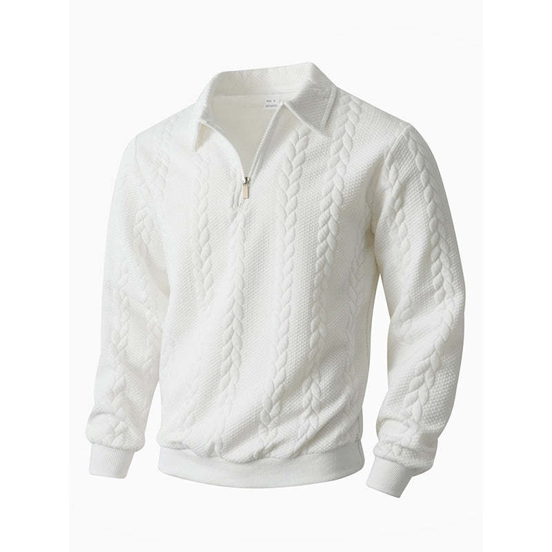 Men's Autumn Winter Outfits Knitted Polo Neck Long Sleeve Sweatshirt