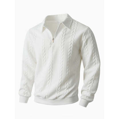 Men's Autumn Winter Outfits Knitted Polo Neck Long Sleeve Sweatshirt