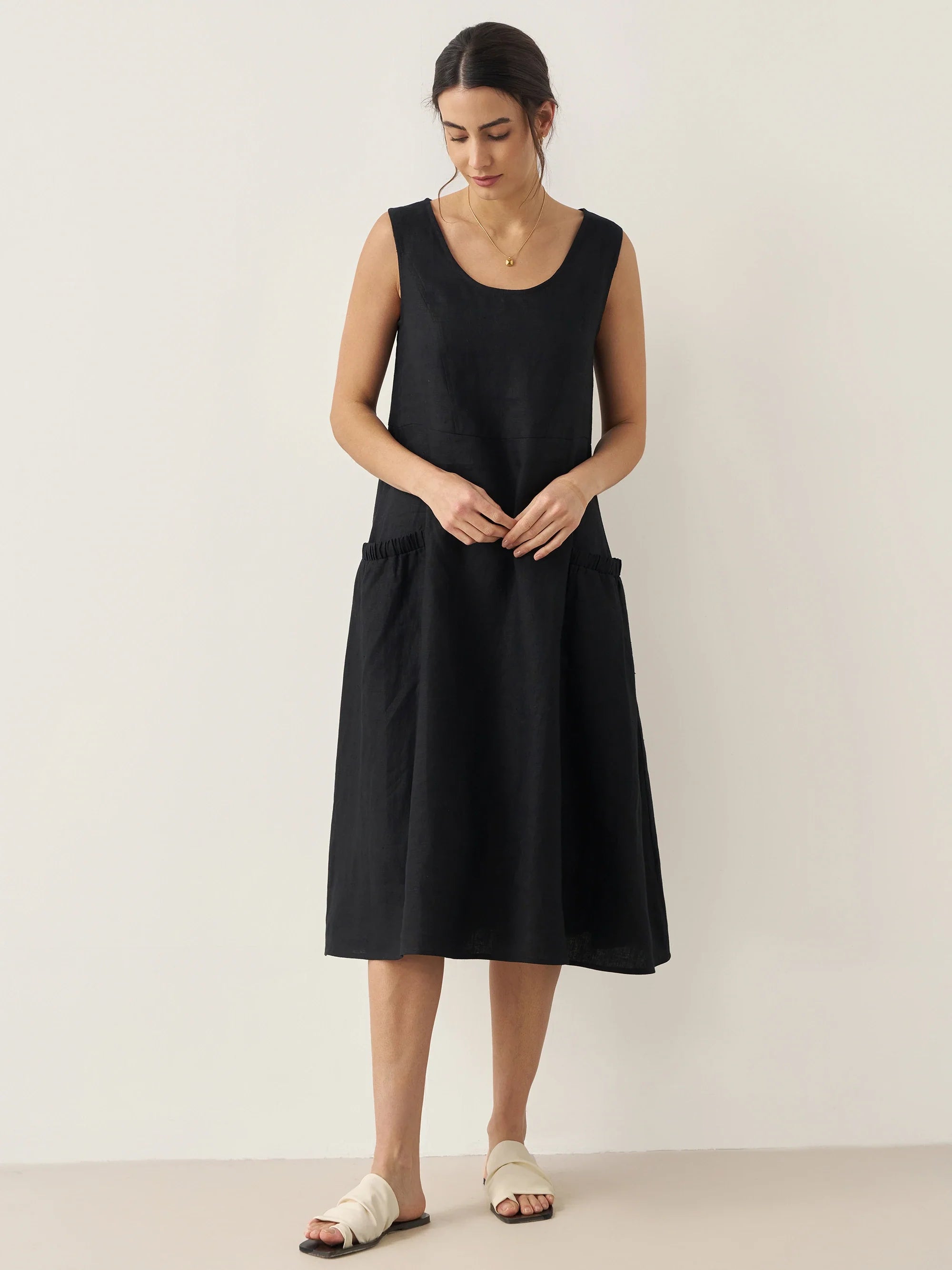 100% Linen Swing Beach Tank Dress