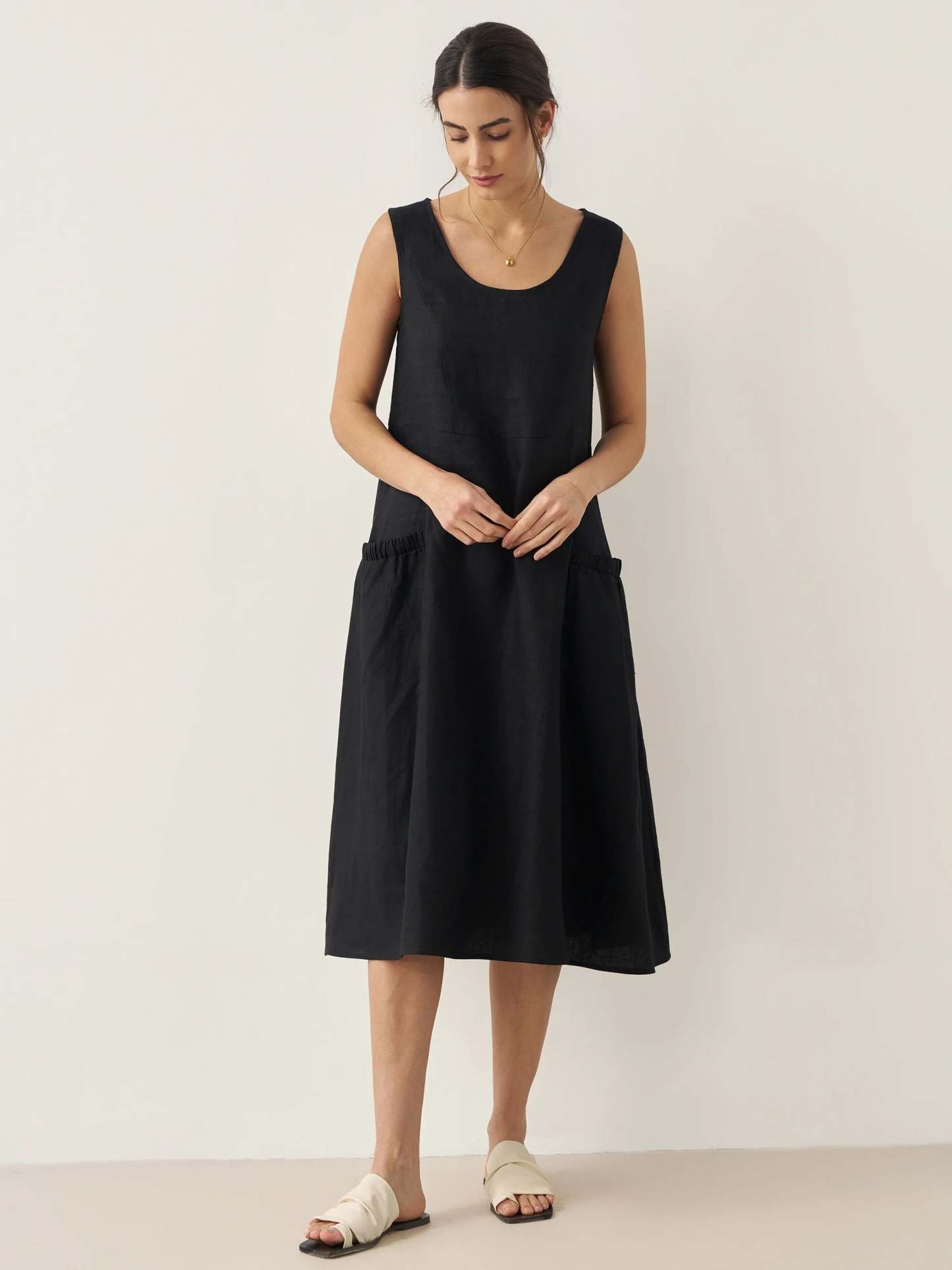 100% Linen Swing Beach Tank Dress