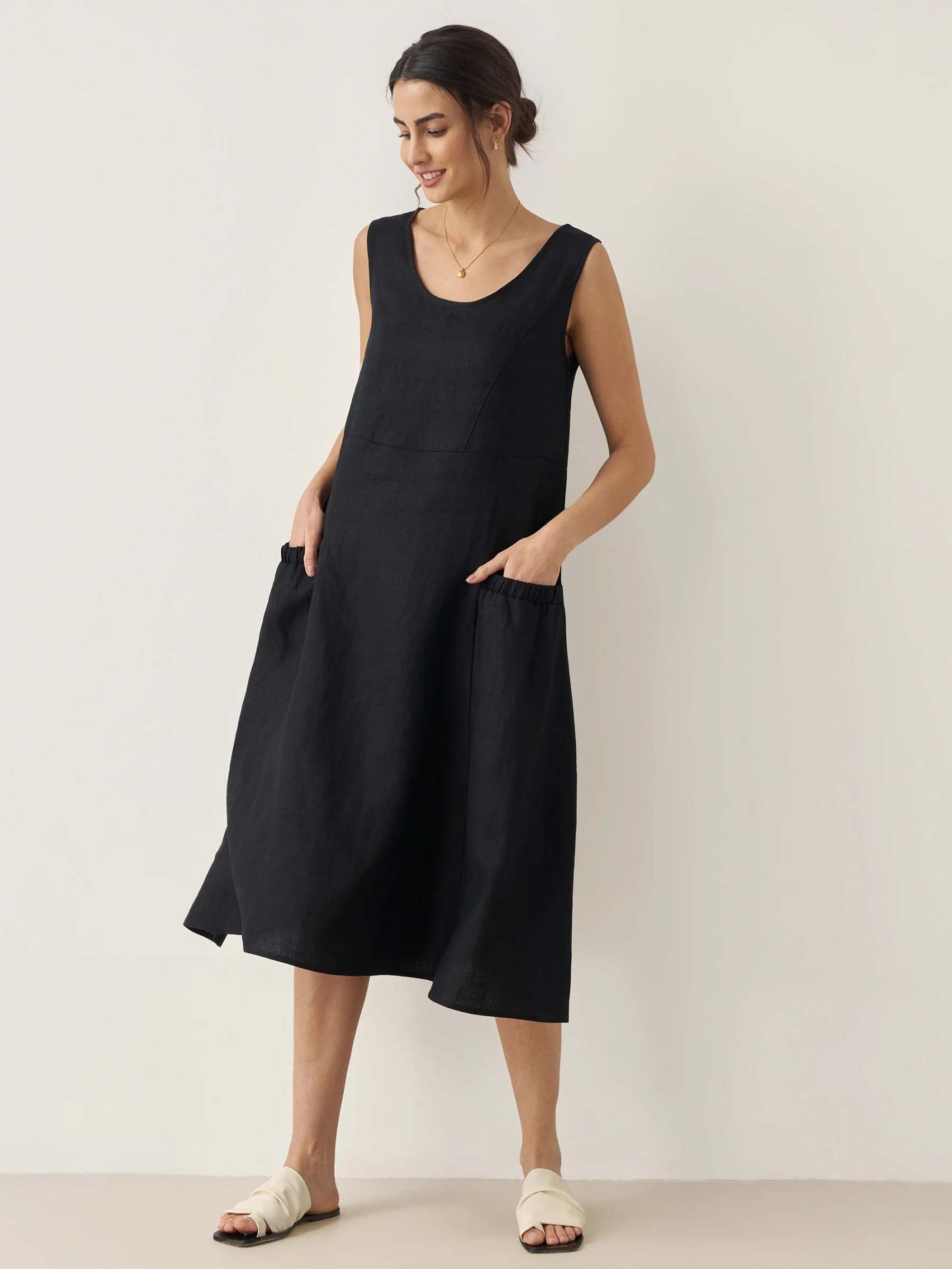 100% Linen Swing Beach Tank Dress