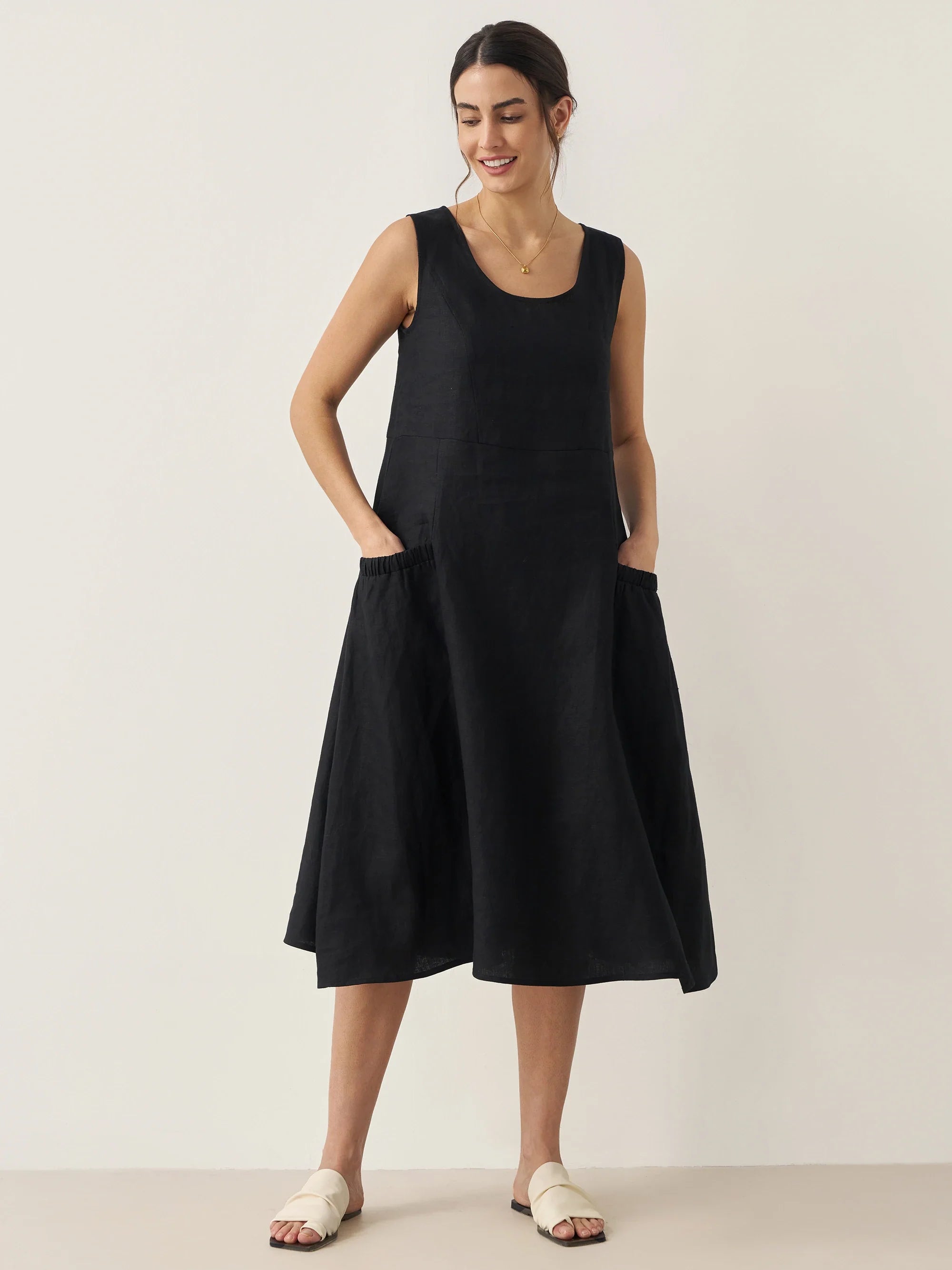 100% Linen Swing Beach Tank Dress