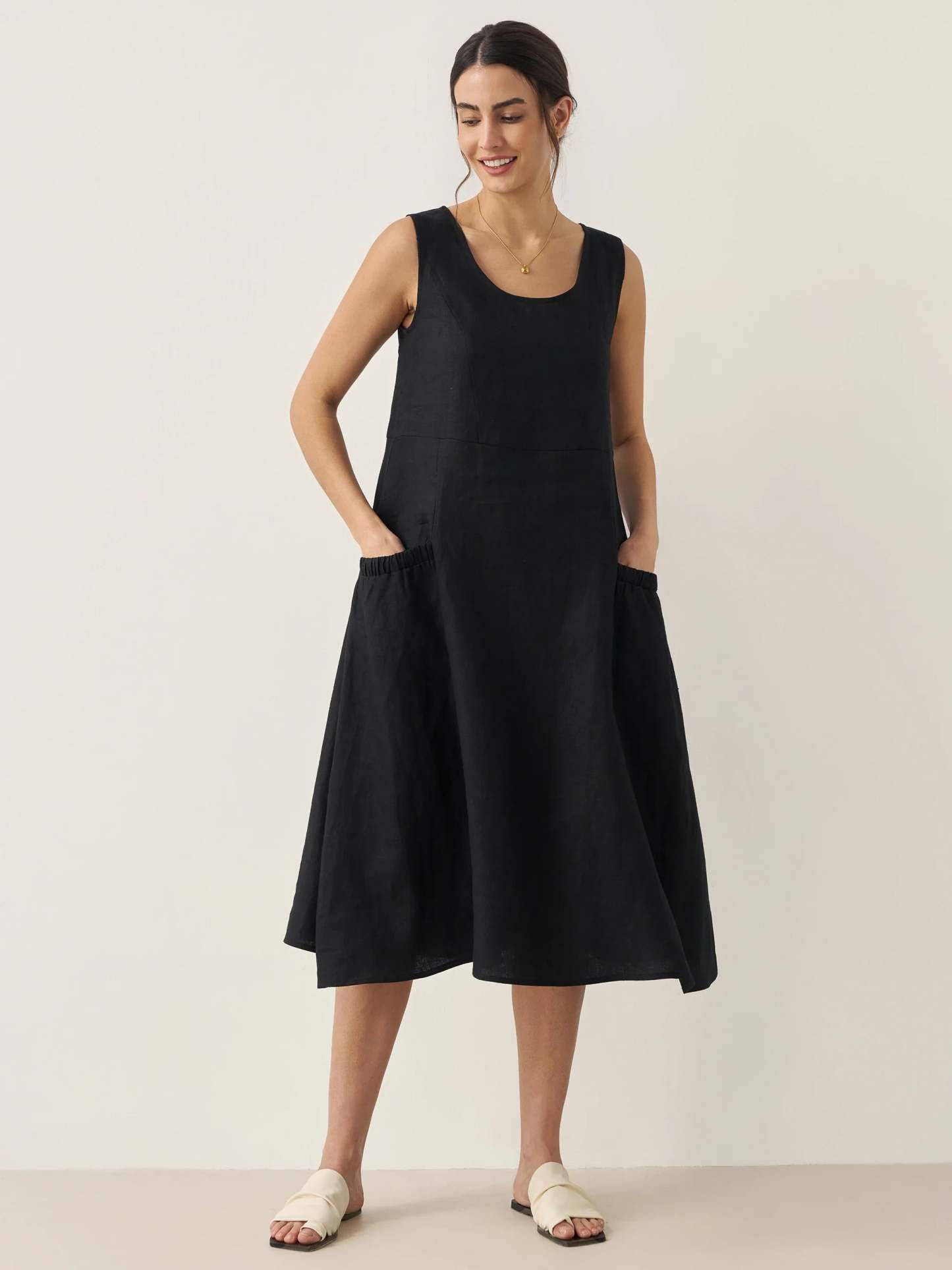 100% Linen Swing Beach Tank Dress