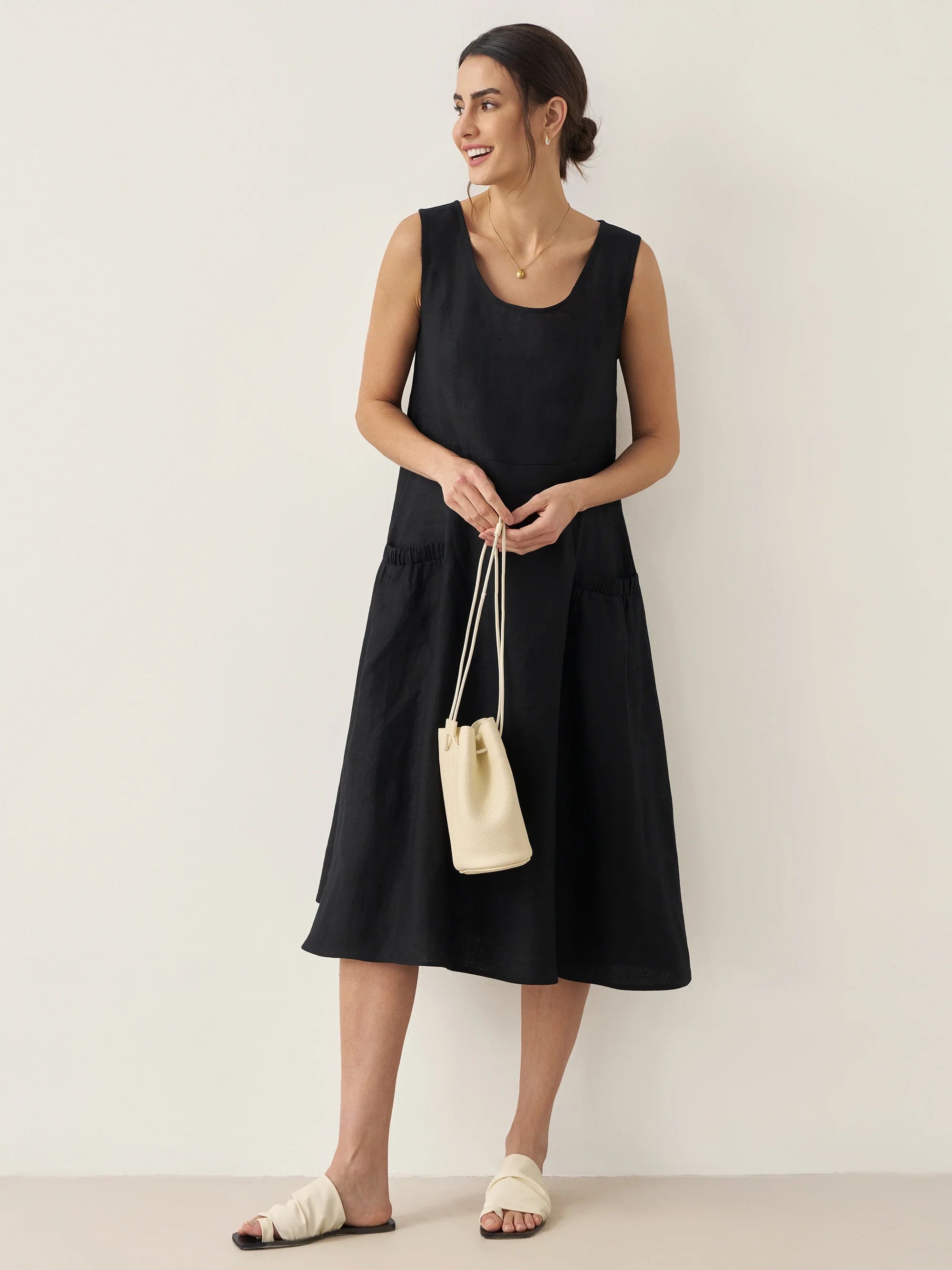 100% Linen Swing Beach Tank Dress