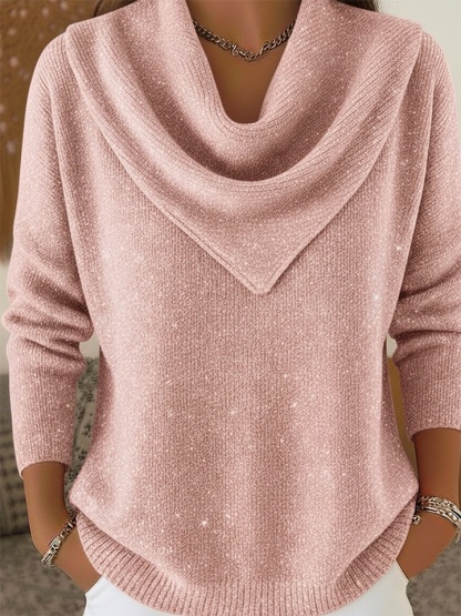 🎄 CLEARANCE SALE🔥 Vintage Soft Triangle Neck Sequined Shiny Sweater Top