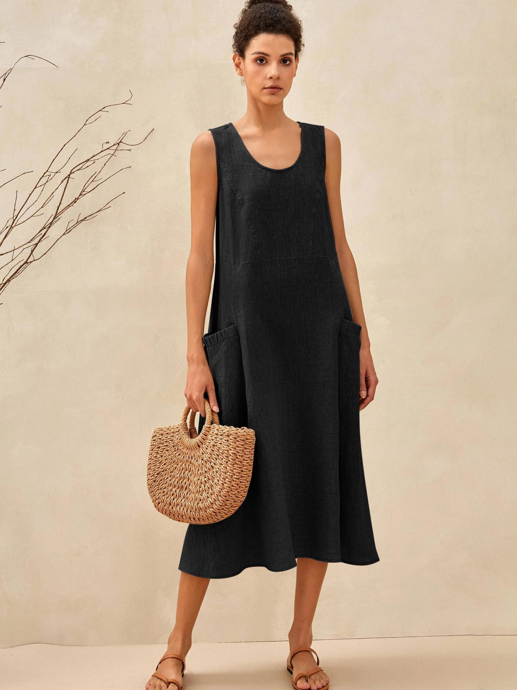 100% Linen Swing Beach Tank Dress