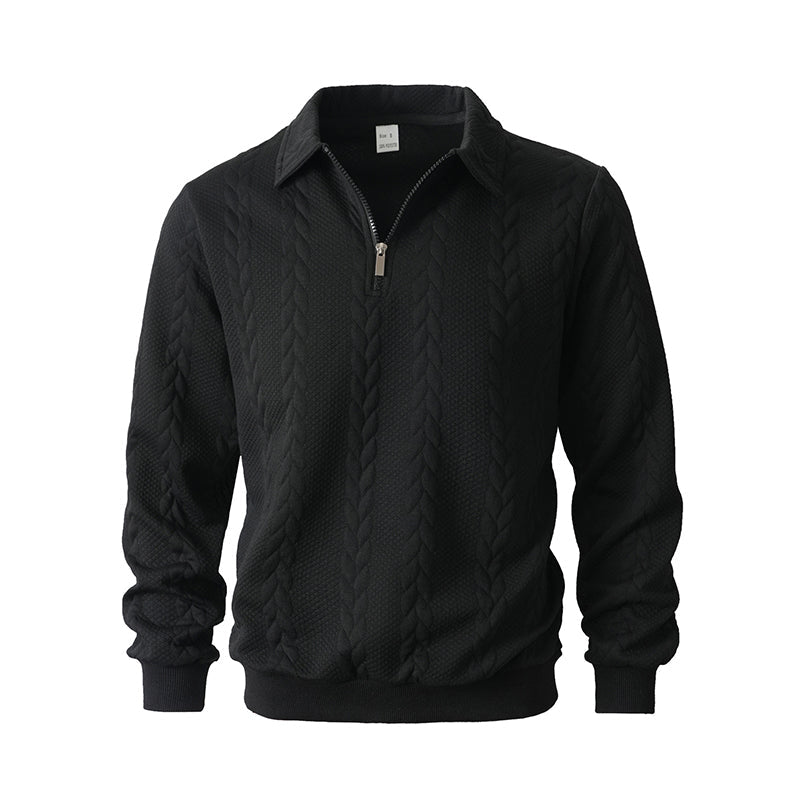 Men's Autumn Winter Outfits Knitted Polo Neck Long Sleeve Sweatshirt