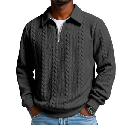 Men's Autumn Winter Outfits Knitted Polo Neck Long Sleeve Sweatshirt