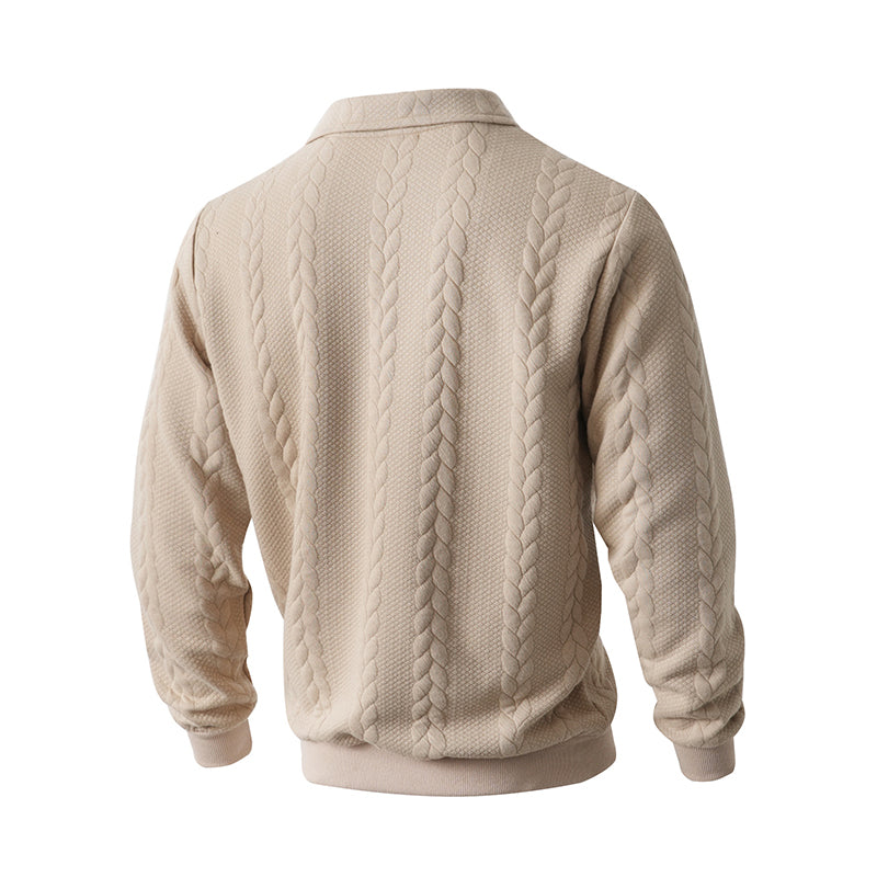 Men's Autumn Winter Outfits Knitted Polo Neck Long Sleeve Sweatshirt