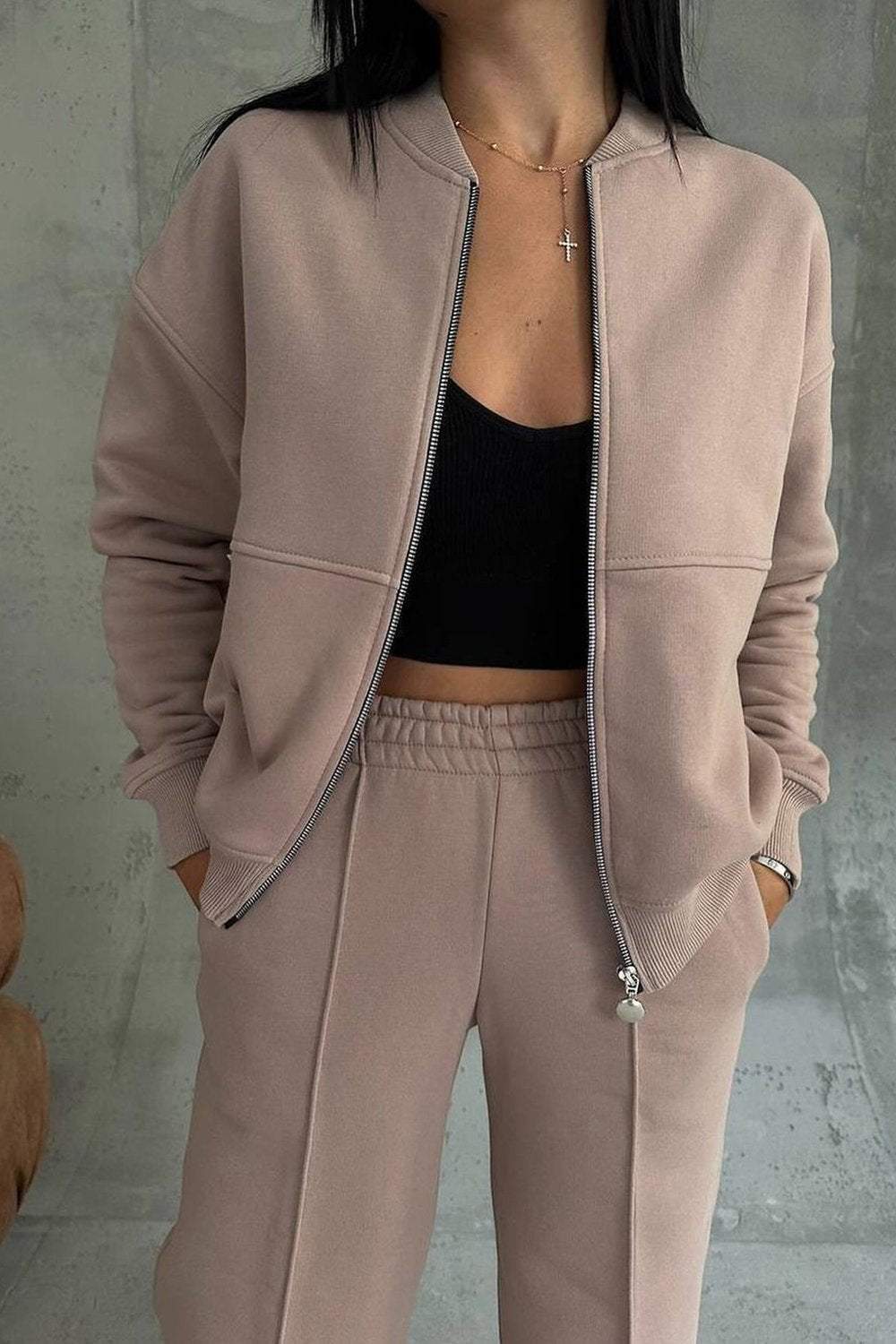 ⏰ LAST DAY  💥Women's Zipper Jacket & Pants Two-piece Set