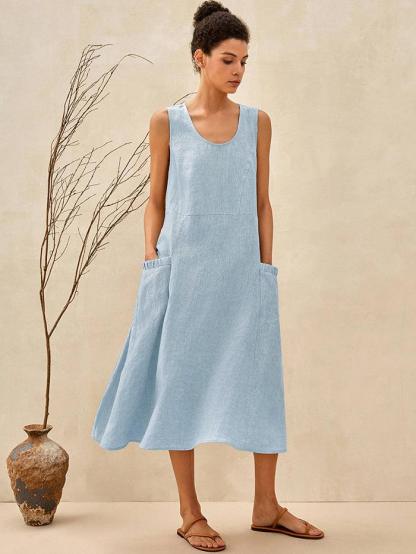 100% Linen Swing Beach Tank Dress