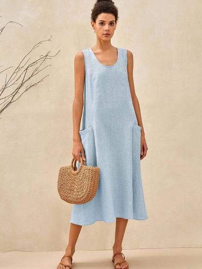 100% Linen Swing Beach Tank Dress
