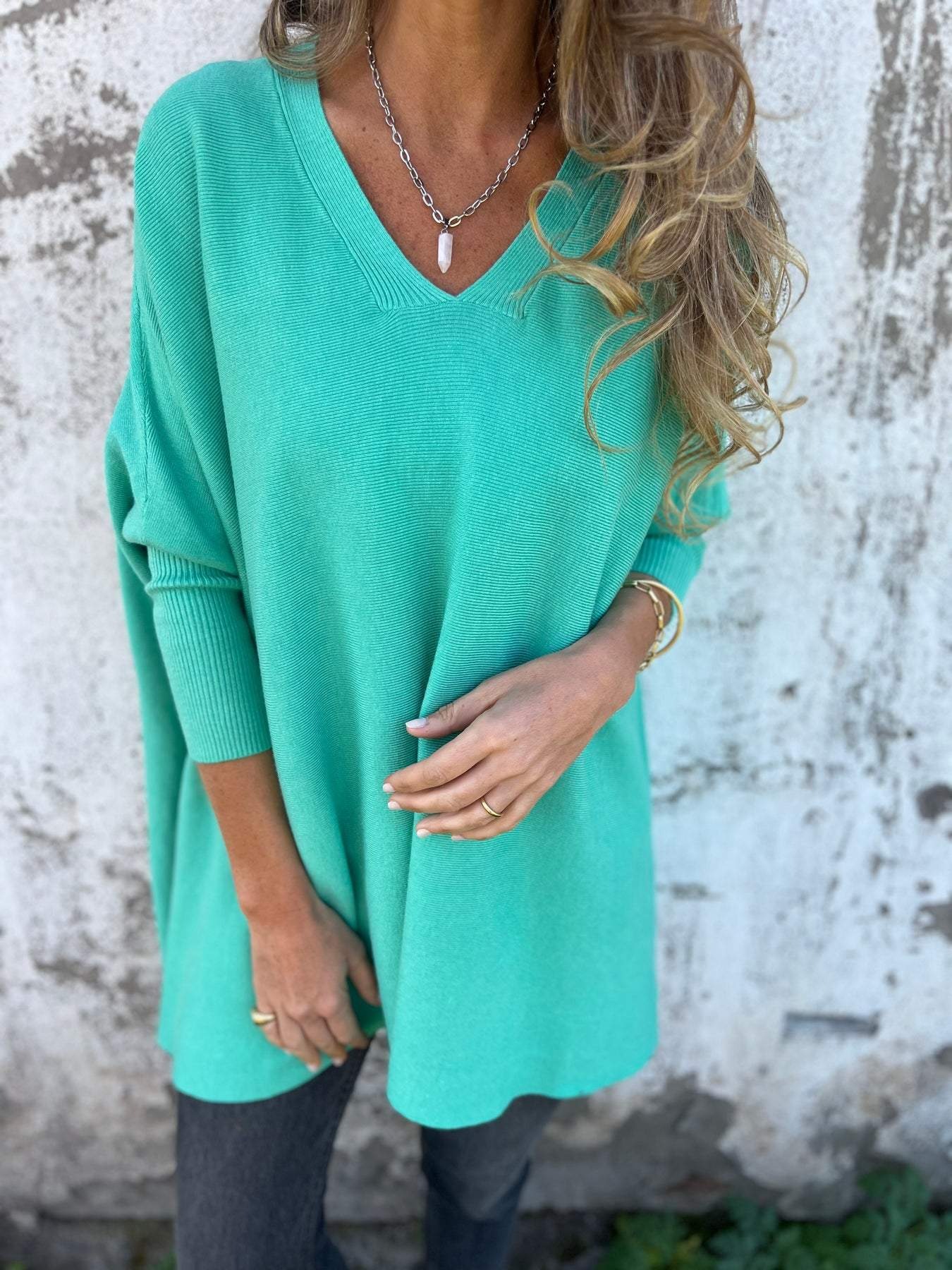 Women's Cashmere Knitted Loose Bat Top