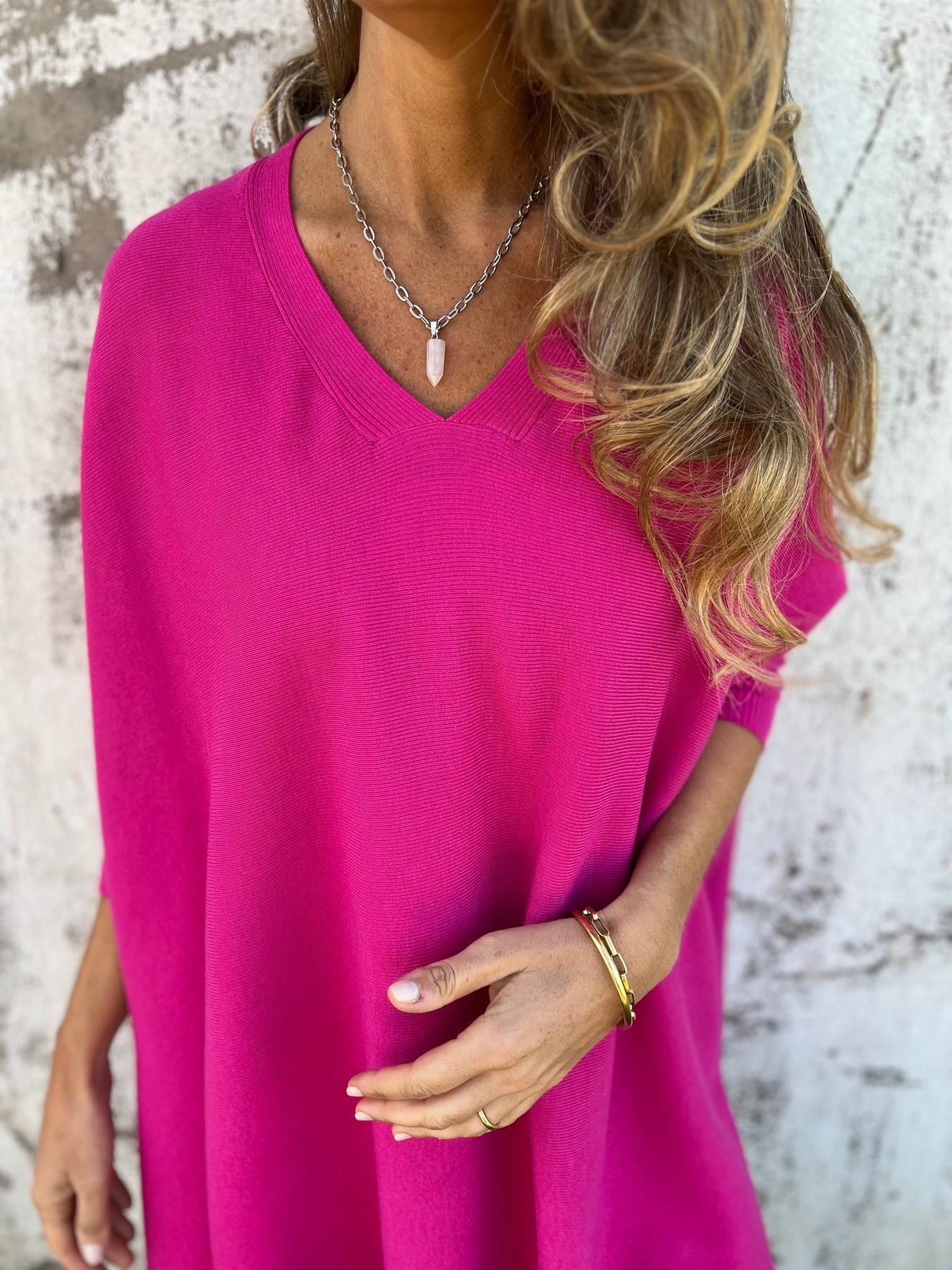 Women's Cashmere Knitted Loose Bat Top
