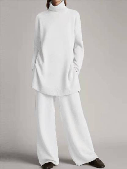 Women's Cashmere Casual Loose Turtleneck Knitted Suit