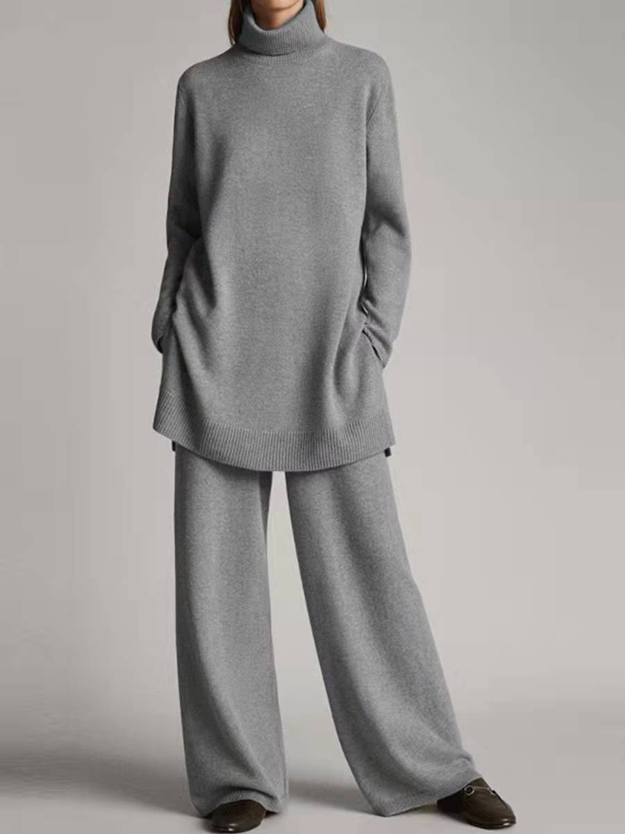 Women's Cashmere Casual Loose Turtleneck Knitted Suit