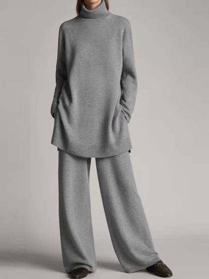 Women's Cashmere Casual Loose Turtleneck Knitted Suit