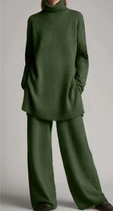 Women's Cashmere Casual Loose Turtleneck Knitted Suit