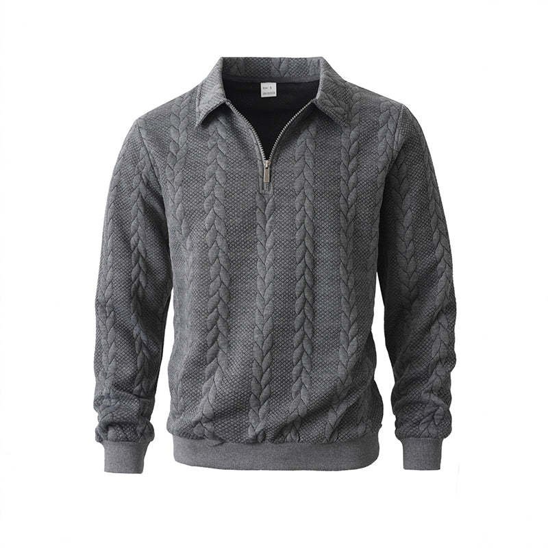 Men's Autumn Winter Outfits Knitted Polo Neck Long Sleeve Sweatshirt