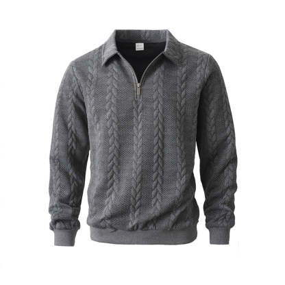 Men's Autumn Winter Outfits Knitted Polo Neck Long Sleeve Sweatshirt