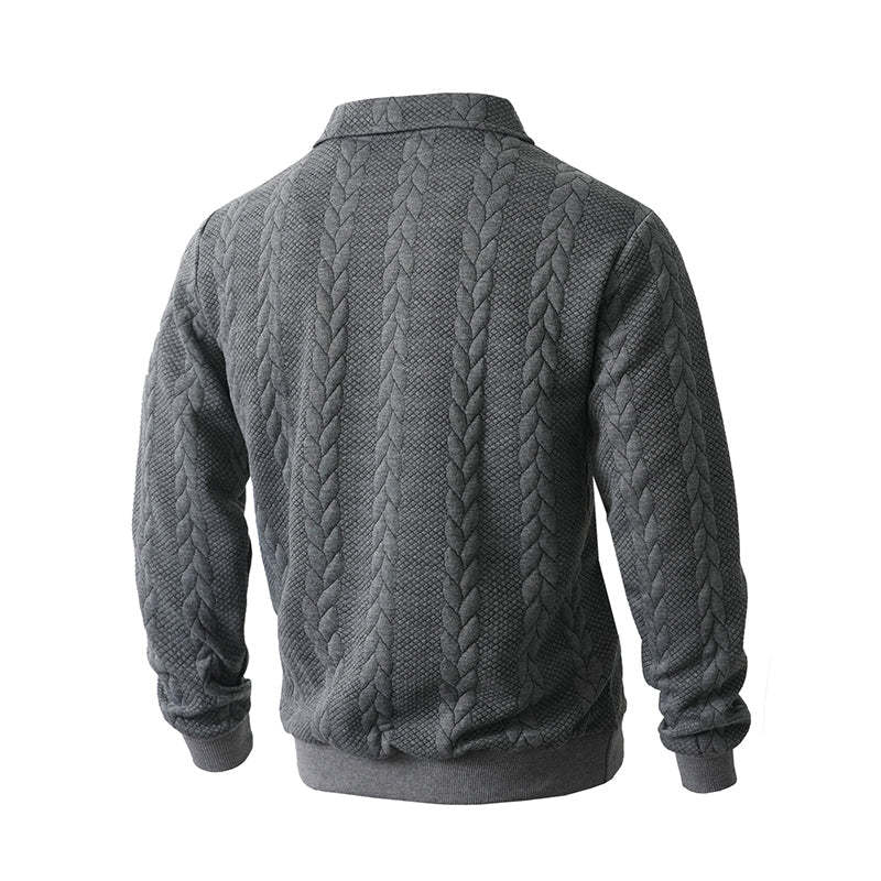 Men's Autumn Winter Outfits Knitted Polo Neck Long Sleeve Sweatshirt
