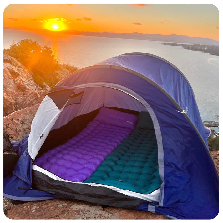 🔥Colchão Insuflável COZIYA com Bomba de Pé – Para Praia, Camping e Água | 50% Desconto por Tempo Limitado!