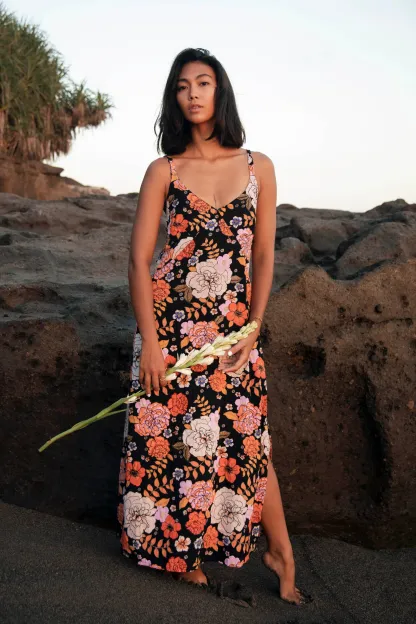 Gardenia Black Midi Dress