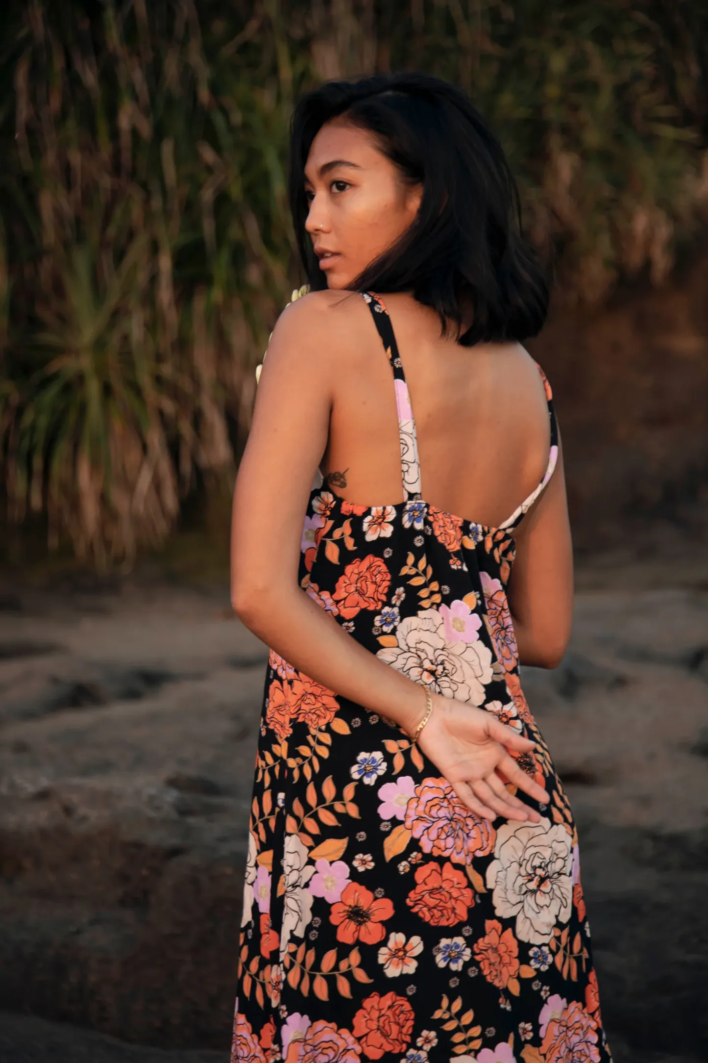 Gardenia Black Midi Dress