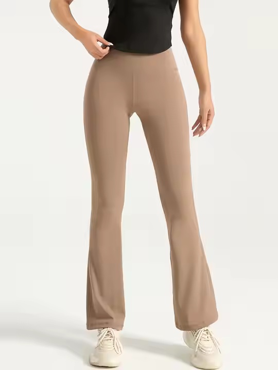 High Waist Hip Flared Yoga Pants Breathable Seamless Sports Tights Ela