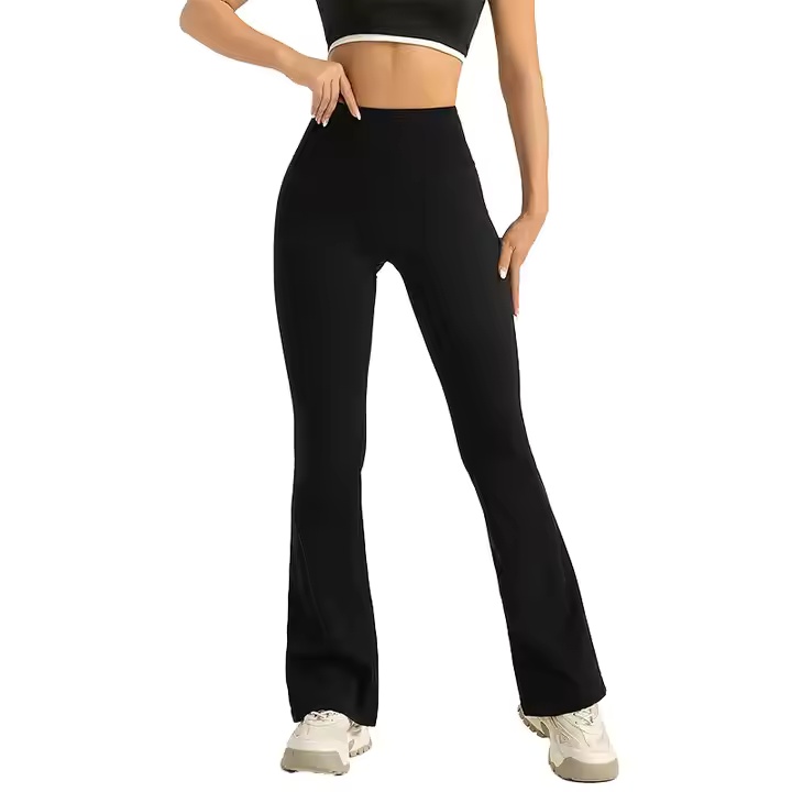 High Waist Hip Flared Yoga Pants Breathable Seamless Sports Tights Ela
