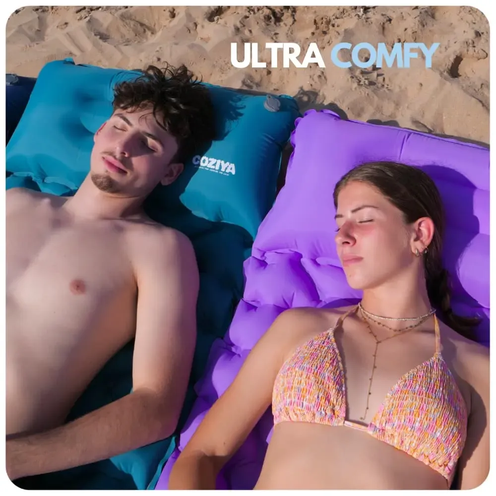 🔥Colchão Insuflável COZIYA com Bomba de Pé – Para Praia, Camping e Água | 50% Desconto por Tempo Limitado!