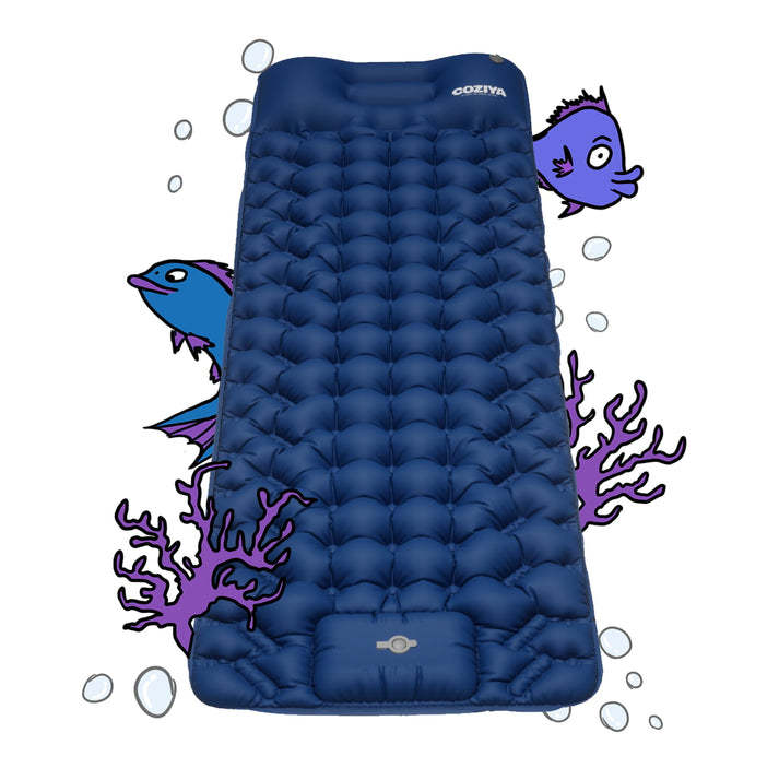🔥Colchão Insuflável COZIYA com Bomba de Pé – Para Praia, Camping e Água | 50% Desconto por Tempo Limitado!