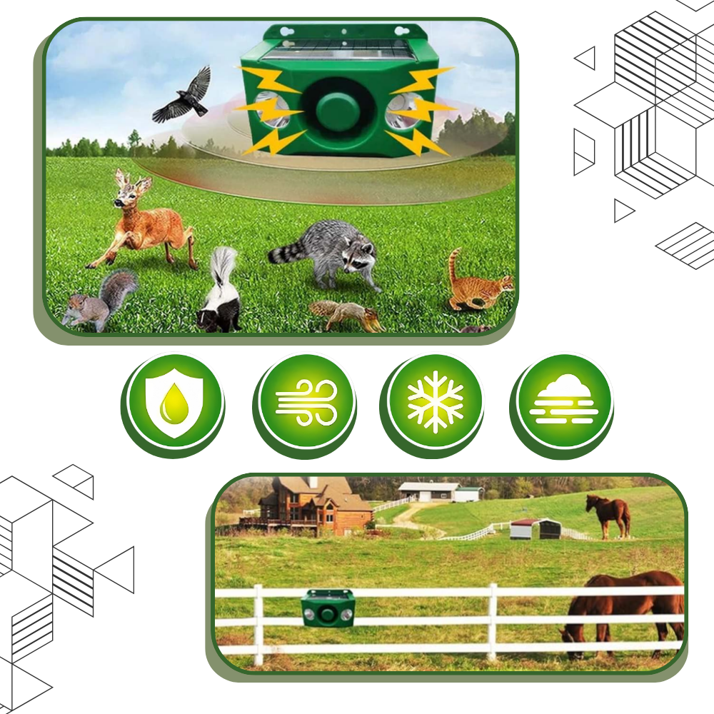 Animal repellent | Ultrasonic animal repeller | Beast repellent - Ready for Any Weather - Ozerty Solar Motion-Activated Animal Repellent - Ready for Any Weather - Ozerty
